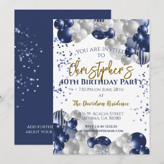 Invitation Ballons de la marine du 40e anniversaire
