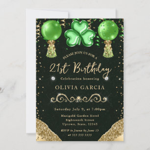 Invitation Ballons de la Saint-Patrick Glam 21e Anniversaire
