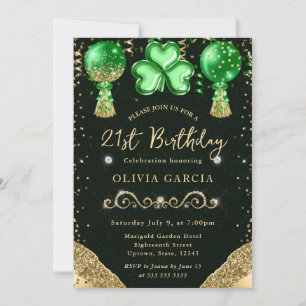 Invitation Ballons de la Saint-Patrick Glam 21e Anniversaire