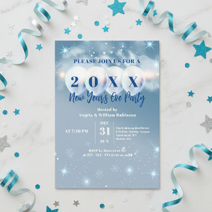 Invitation Ballons de la veille du Nouvel An bleu Winter Wond