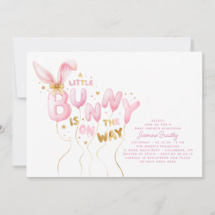 Invitation Ballons de lapin rose et or Fille Baby Shower
