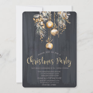Invitation Ballons de Noël Vintage Noir Noël