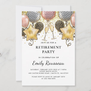 Invitation Ballons de Parties scintillant d'or de la partie d