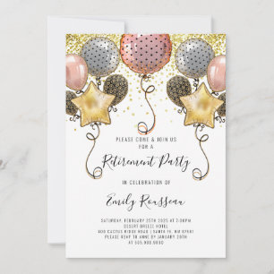 Invitation Ballons de Parties scintillant d'or de la partie d