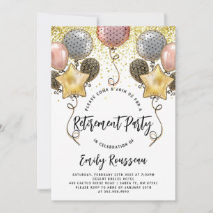 Invitation Ballons de Parties scintillant d'or de la partie d