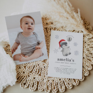 Invitation Ballons de pingouin photo 1er anniversaire