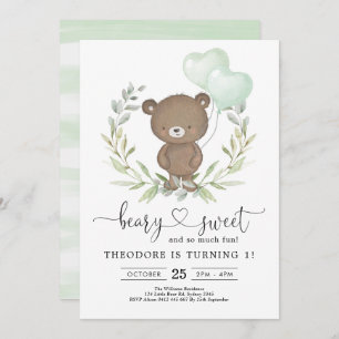 Invitation Ballons de verdure pour l'anniversaire de l'ours e