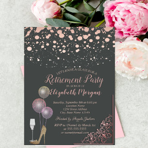 Invitation Ballons de verre Parties scintillant talons Rose G