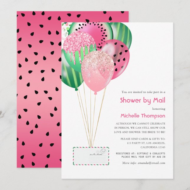 Invitation Ballons d'été pour bébé ou mariage par la poste (Devant / Derrière)