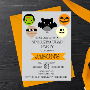 Invitation Ballons d'Halloween Fête d'anniversaire ludique