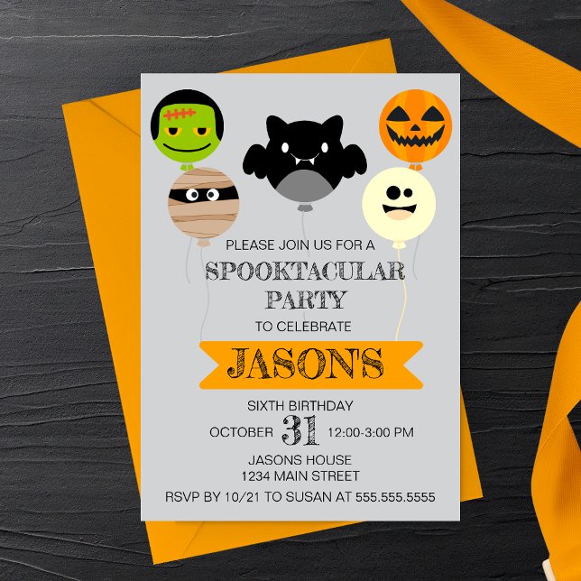 Invitation Ballons d'Halloween Fête d'anniversaire ludique (Créateur téléchargé)