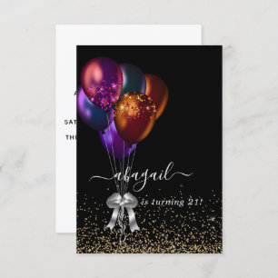 Invitation Ballons d'Iridescente foncée fête d'anniversaire