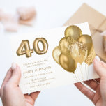 Invitation Ballons d'or 40e anniversaire fête<br><div class="desc">Gold Balloons 40th Birthday Party Invitation Voir la collection correspondante dans Niche & Nest Store</div>