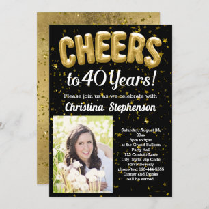 Invitation Ballons d'or bravo 40 ans 40e anniversaire Photo
