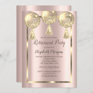 Invitation Ballons d'or, Cadre, Or Rose, Retrait