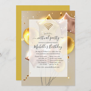 Invitation Ballons d'or or et Rose Partie d'anniversaire virt
