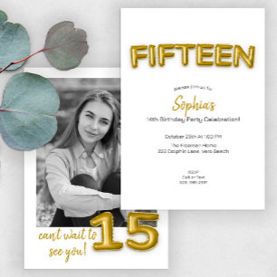 Invitation Ballons d'or Quinzième anniversaire Photo Invitati
