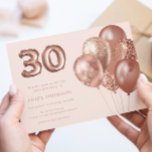 Invitation Ballons d'or rose 30e fête d'anniversaire<br><div class="desc">Ballons d'or rose Invitation de fête d'anniversaire 30e Voir la collection correspondante dans Niche & Nest Store</div>