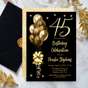 Invitation Ballons dorés élégants pour une fête d'anniversair