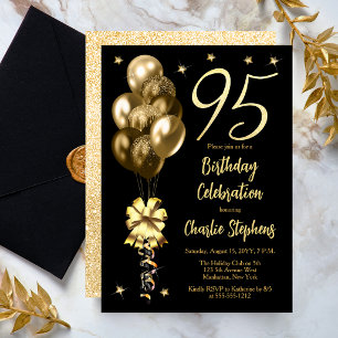 Invitation Ballons dorés élégants pour une fête d'anniversair