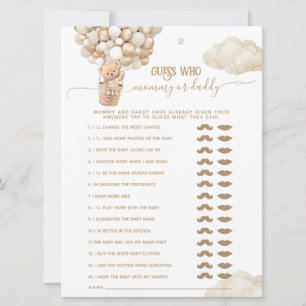 Invitation Ballons d'ours Bearly Wait Baby shower Jeu