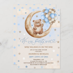 Invitation Ballons d'ours en peluche et Baby shower de garçon
