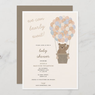 Invitation Ballons d'ours mignons Baby shower neutre genre