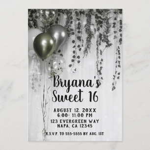 Invitation Ballons du Green Silver Metallic Party Ivy Sweet 1
