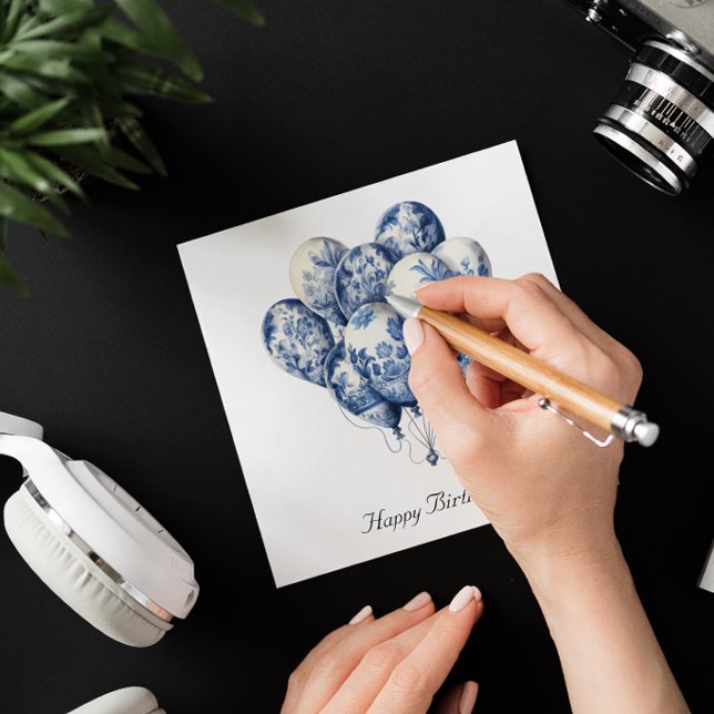 Invitation Ballons en bleu Delft, personnalisable (Créateur téléchargé)