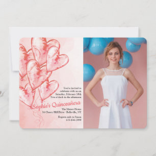 Invitation Ballons en forme de cœur Quinceañera
