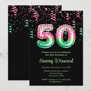 Invitation Ballons en forme de pastèque pour 50e anniversaire
