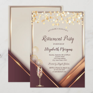 Invitation Ballons en forme de verre à champagne Cadre doré R