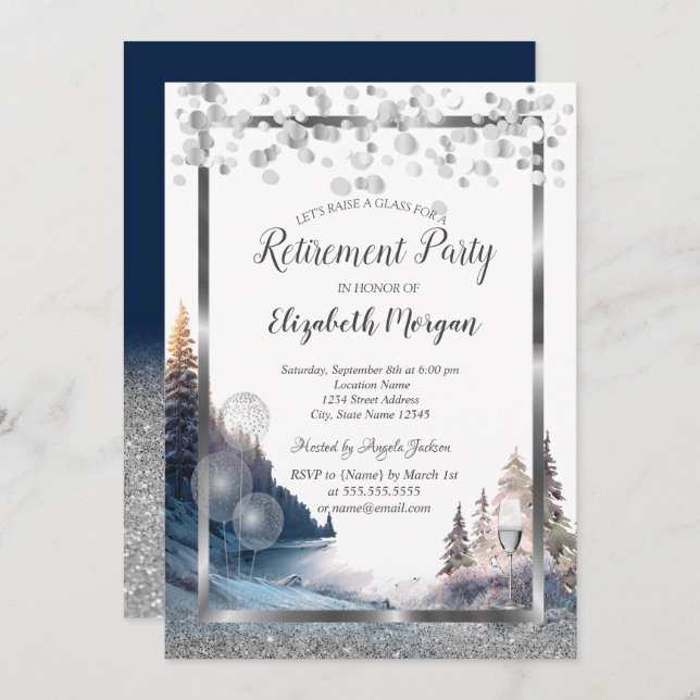 Invitation Ballons en Verre à vin, Retrait Paysager (Devant / Derrière)