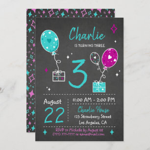 Invitation Ballons et cadeaux Anniversaire Tableau de bord In