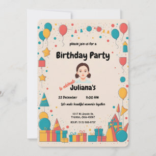 Invitation Ballons et cadeaux - Design à thème de fête