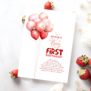 Invitation Ballons fraises Berry Premières filles Anniversair