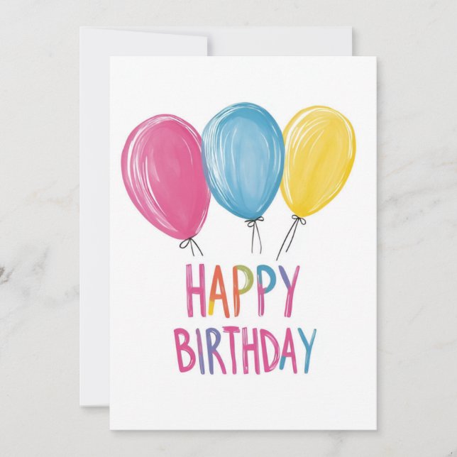 Invitation Ballons illustrés Joyeux anniversaire (Devant)