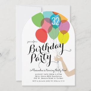 Invitation Ballons lumineux fête d'anniversaire pour adultes