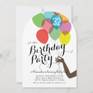 Invitation Ballons lumineux fête d'anniversaire pour adultes