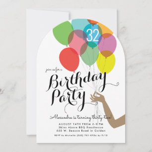 Invitation Ballons lumineux fête d'anniversaire pour adultes