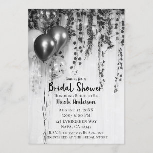 Invitation Ballons Métallisés Argent Ivy Rustique Fête de Mar