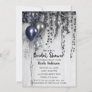 Invitation Ballons métallisés bleu argent Ivy Shower de maria