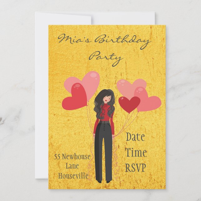 Invitation Ballons mignon blanc entre ou ado fille Party (Devant)