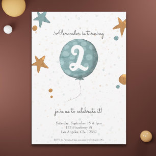 Invitation Ballons mignons Anniversaire de deux ans