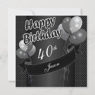 Invitation Ballons noirs 40e anniversaire