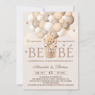 Invitation Ballons Ours Espagnol Fête de Naissance Bébé Marro