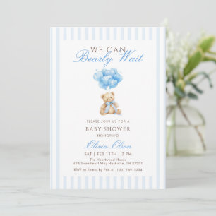 Invitation Ballons Ourson Bleu Baby Shower Beary Wait