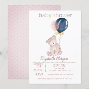 Invitation Ballons Oursons en Peluche Bébé à Bord