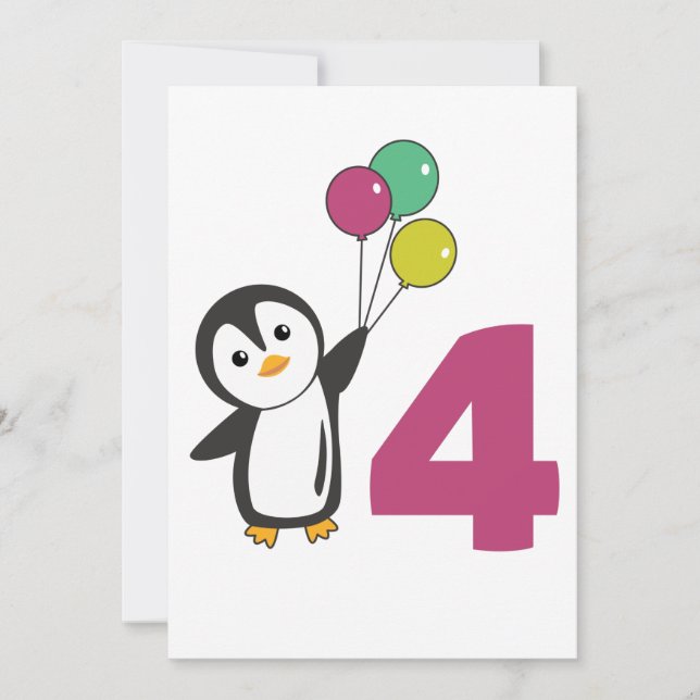 Invitation Ballons pour la quatrième fête d'anniversaire de p (Devant)