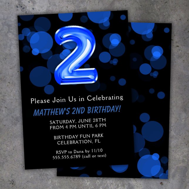 Invitation Ballons pour le 2e anniversaire des enfants garçon (Créateur téléchargé)